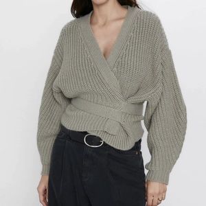 Green Zara Knot Wrap Sweater WITH TAGS 🍃